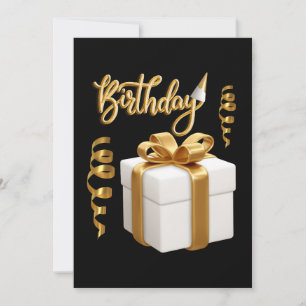 Alles Gute zum Geburtstag Weiße Goldene Einladung