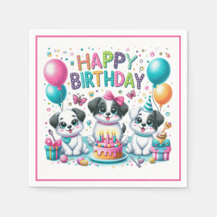 Alles Gute zum Geburtstag Welpen Serviette