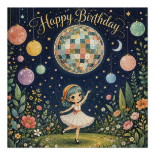 Alles Gute zum Geburtstag Whimsical Disco Ball Mäd Poster