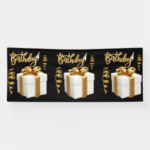 Alles Gute zum Geburtstag White Gold 4x10 Vinyl Ba Banner