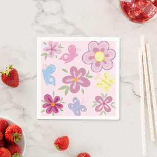 Alles Gute zum Geburtstag Wildblumen Garten Boho-M Serviette