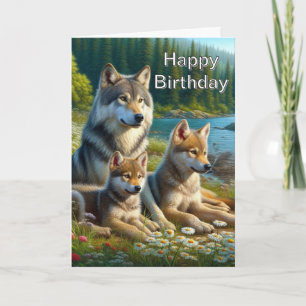 Alles Gute zum Geburtstag Wolf Natur-Grußkarte Karte