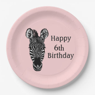Alles Gute zum Geburtstag Zebra mit Alter für Mädc Pappteller