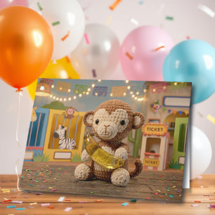 Alles Gute zum Geburtstag Zoo-Affe und Malvorlage Karte