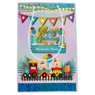 Alles Gute zum Geburtstag Zug Mit Süßen Tieren Wün Mittlere Geschenktüte