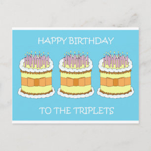 Alles Gute zum Geburtstag, zum Triplets, zum Kuche Postkarte