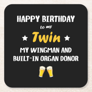 Alles Gute zum Geburtstag Zwillingsbruder Lustiger Rechteckiger Pappuntersetzer