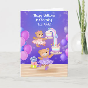 Alles Gute zum Geburtstag Zwillingsmädchen Teddybä Karte