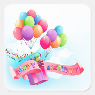 Alles Gute zum Geburtstagaufkleber Quadratischer Aufkleber