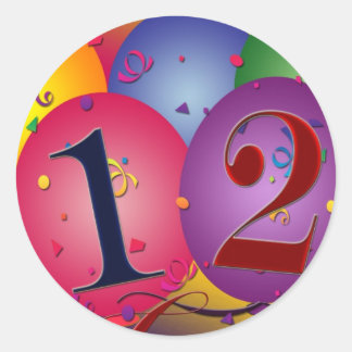 Alles Gute zum Geburtstagballone - 12. Geburtstag Runder Aufkleber