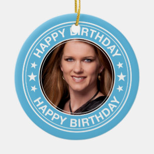 Alles- Gute zum GeburtstagBilderrahmen im Blau Keramik Ornament