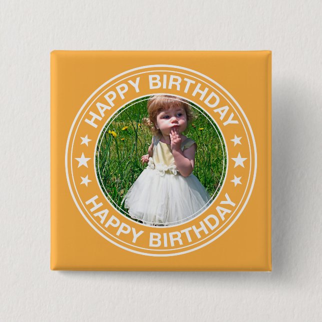 Alles Gute zum GeburtstagBilderrahmen im Gelb Button (Vorderseite)