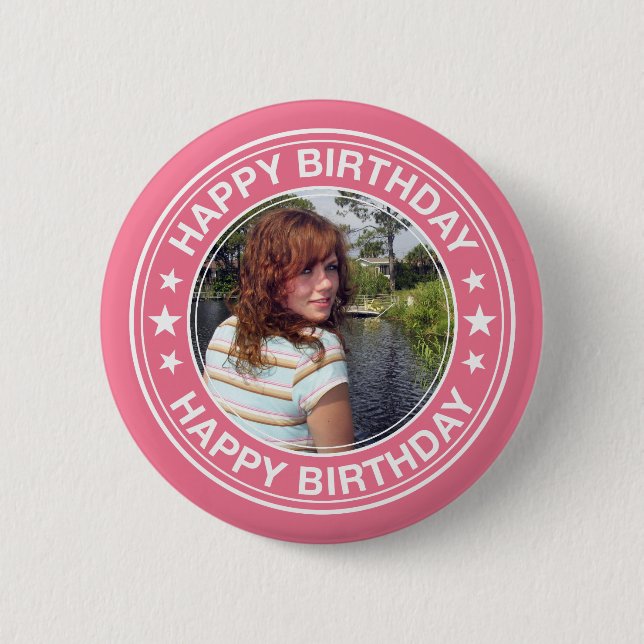 Alles Gute zum GeburtstagBilderrahmen im Rosa Button (Vorderseite)