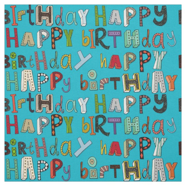alles Gute zum Geburtstagblau Stoff (Muster)