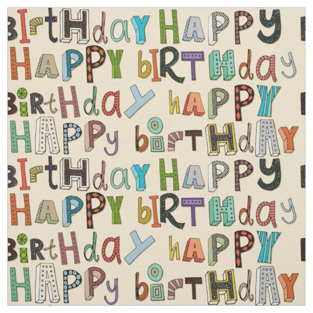 alles Gute zum Geburtstagcreme Stoff (Muster)