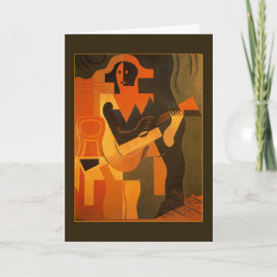 Alles- Gute zum Geburtstagharlekin mit Gitarre Karte