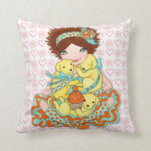 Alles- Gute zum Geburtstaghündchen-Mama mit gelben Kissen