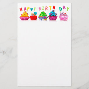 Alles- Gute zum Geburtstagkleine kuchen Briefpapier