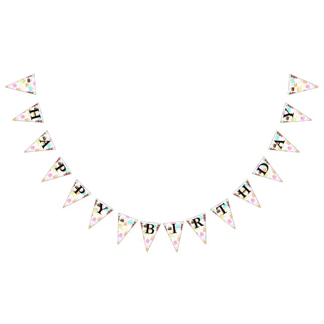 Alles- Gute zum Geburtstagkuchen-Muster Wimpelkette (Alle)