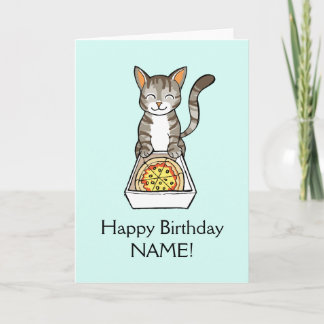 Alles- Gute zum Geburtstagpizza-Katzen-Karte Karte