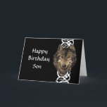Alles- Gute zum Geburtstagsohn-wilder grauer Karte<br><div class="desc">Alles- Gute zum GeburtstagName-wilder grauer Wolf-Kopf</div>