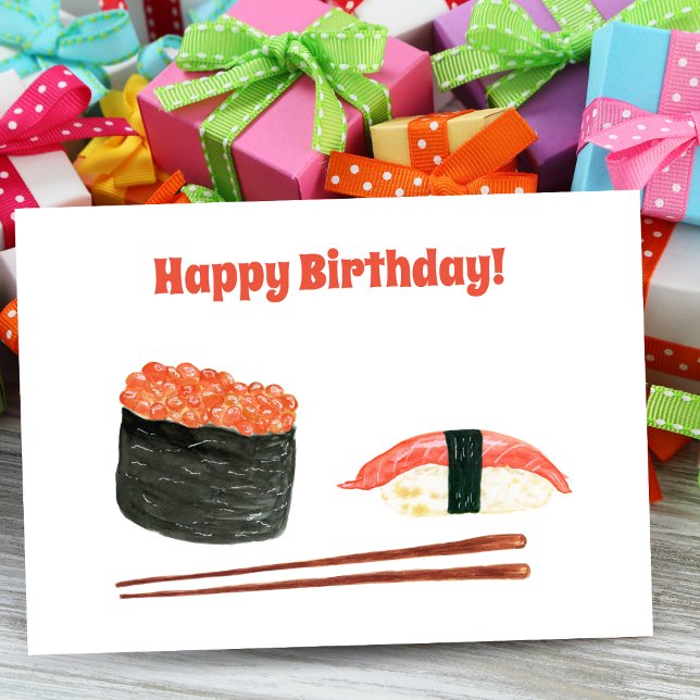 Alles- Gute zum Geburtstagsushi-Aquarell Karte (Savor the Moment: Gift a Tasty Surprise with our Sushi-themed Birthday Card!)