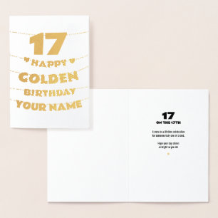 Alles Gute zum goldenen Geburtstag, 17. Geburtstag Folienkarte