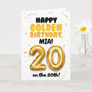 Alles Gute zum goldenen Geburtstag, 20. Geburtstag Karte