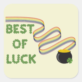 Alles Gute zum Gratulieren mit Kleeblättern und Re Quadratischer Aufkleber