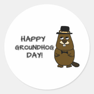 Alles Gute zum Groundhog Day! Runder Aufkleber