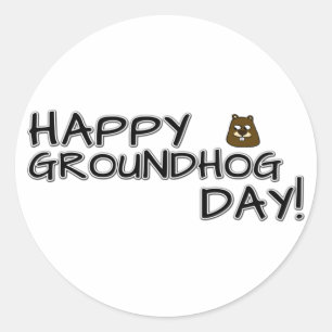 Alles Gute zum Groundhog Day! Runder Aufkleber