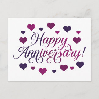 Alles Gute zum Hochzeitstag Purple Hearts Romantis Postkarte