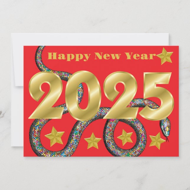 Alles Gute zum Jahr 2025 - Jahr der Schlange-Flach (Vorderseite)