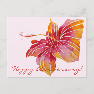 Alles Gute zum Jahrestag Blumige Hawaii-Postkarte Postkarte