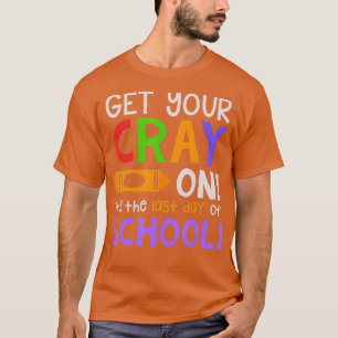 Alles Gute zum letzten Schultag Crayon Lehrer Stud T-Shirt