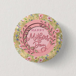 Alles Gute zum Muttertag Elegante moderne rosa Blu Button