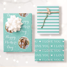 Alles Gute zum Muttertag Foto Ich liebe dich Minze Geschenkpapier Set