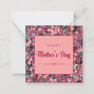 Alles Gute zum Muttertag für Mama - Rosa Blumenran Mitteilungskarte