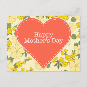 Alles Gute zum Muttertag gelbe vintage Blumenpostk Postkarte