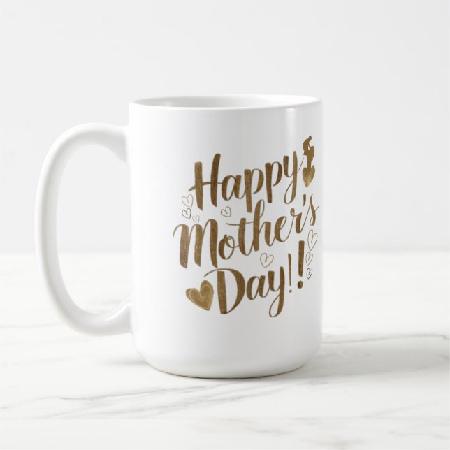 Alles Gute zum Muttertag Gold Schrift Herz Kaffeetasse (Links)
