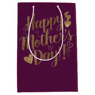 Alles Gute zum Muttertag Gold Schrift Herz Mittlere Geschenktüte