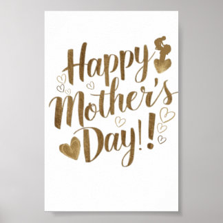 Alles Gute zum Muttertag Gold Schrift Herz Poster