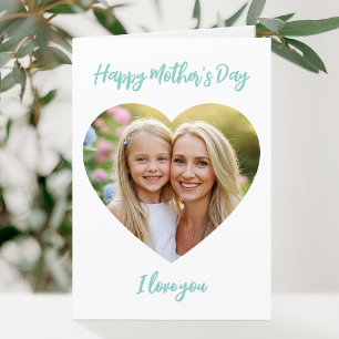 Alles Gute zum Muttertag Mama Foto Süßes Herz Mint Karte