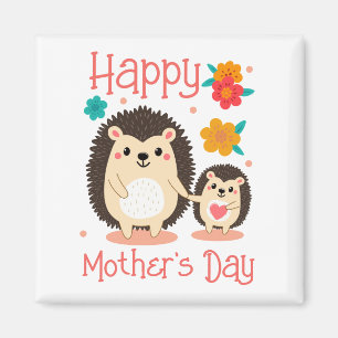 Alles Gute zum Muttertag Mama und Babyigel Magnet
