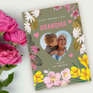 Alles Gute zum Muttertag Oma Süße Blumenfoto Karte