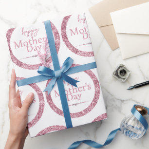 Alles Gute zum Muttertag Pink Glitter und Diamante Geschenkpapier