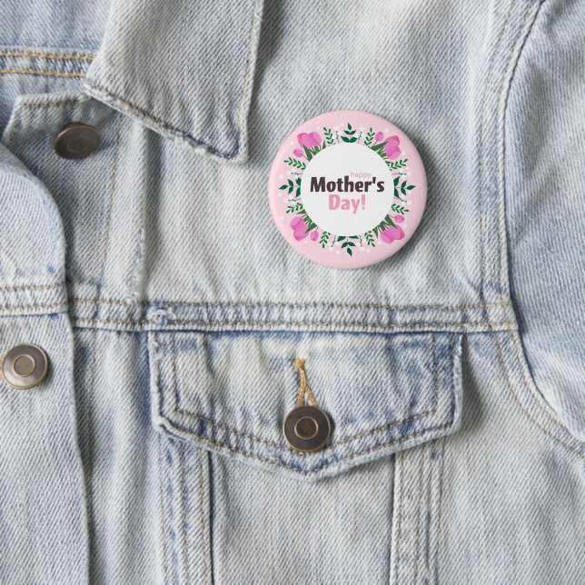 Alles Gute zum Muttertag  Rosa Tulpen  Button (Beispiel)