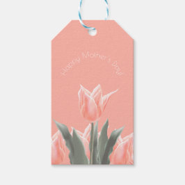 Alles Gute zum Muttertag! Stilvolle Peach Tulips B Geschenkanhänger