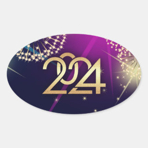 Alles Gute zum neuen Jahr 2022. Feuerwerkskörper Ovaler Aufkleber