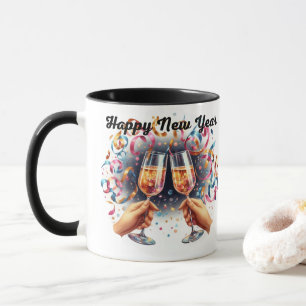 Alles Gute zum neuen Jahr, Champagner wünscht Tasse